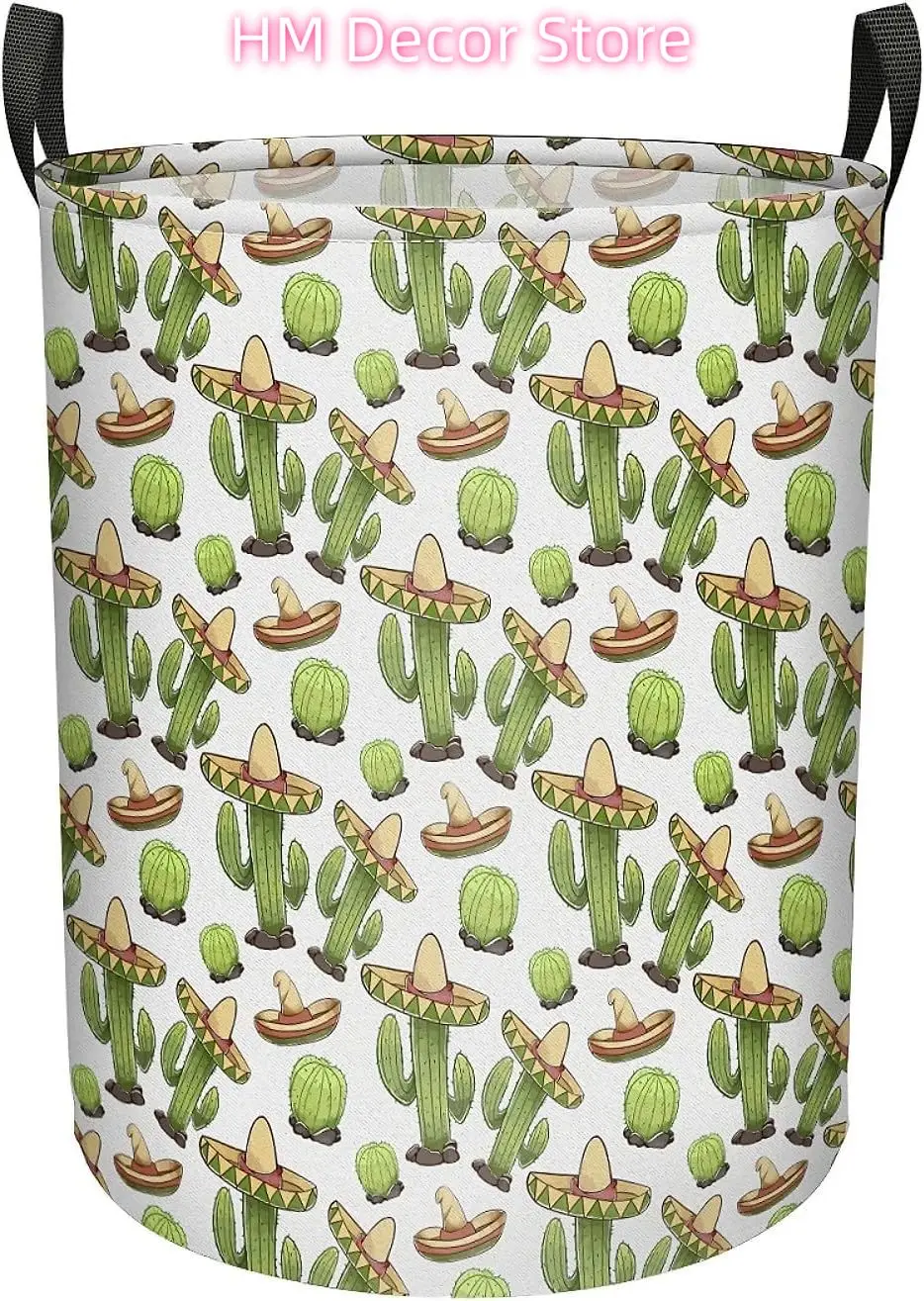 

Cactus Collapsible Laundry Hamper Basket With Handles, Large Foldable Storage Bin For Men Women, Teens, Adults Waterproof Canvas