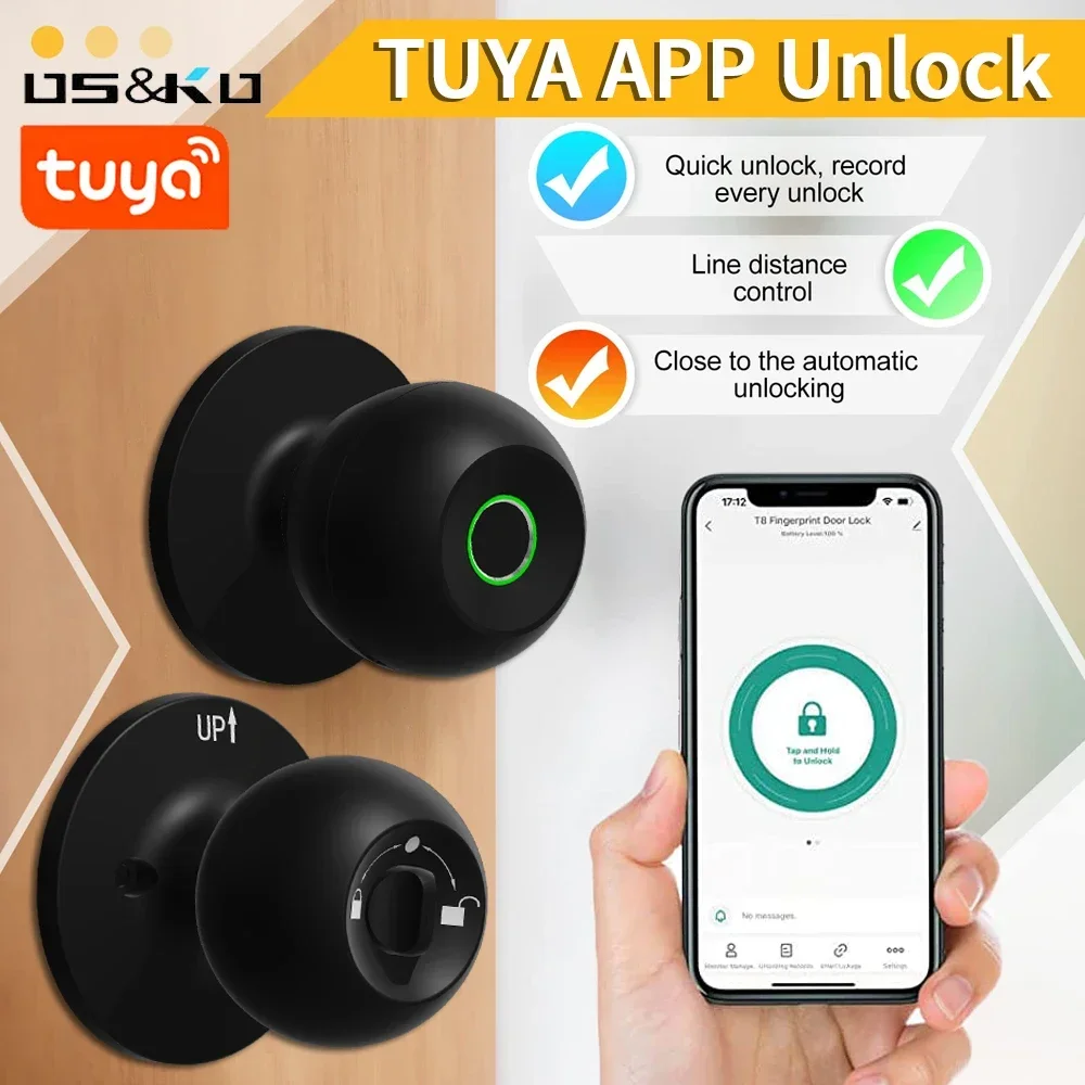 

app control front biometric fingerprint electronic wifi keys Tuya digital Fingerprint smart home door lock front door