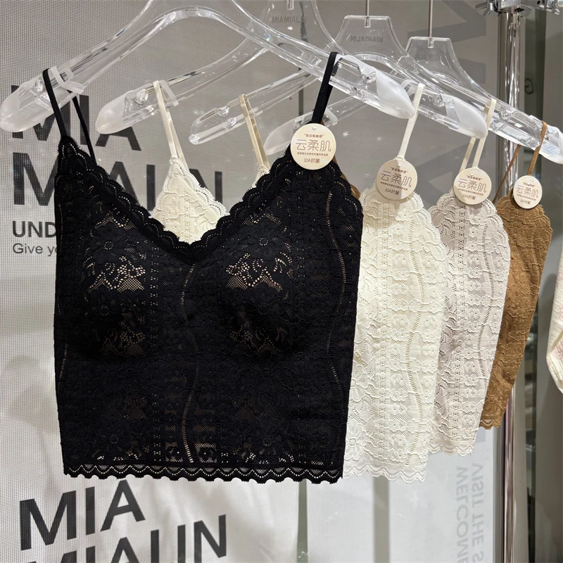 Tagkita Sexy Lace Fixed Inteated Sl Brtte Gathered Breathable Underwear Strap Daily Wear ort Length Thin Model