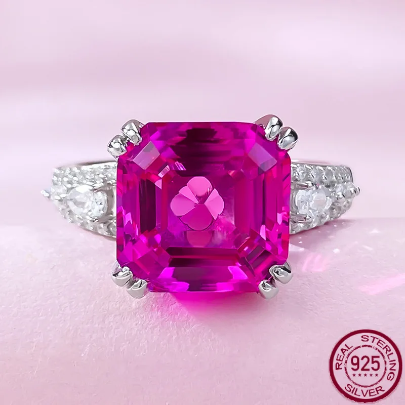 New S925 Silver High Carbon Diamond Ring 11 * 11 Rupees for Luxury European and American Wedding Jewelry