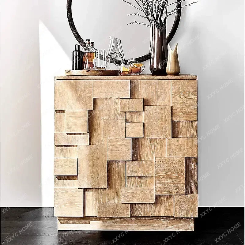 XXLuxury Freestanding Wine Cabinet Storage Sideboard Simple Solid Wood Entryway Console Table for Living Room