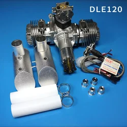 DLE120 120cc Two-Cylinder Two-Stroke Model Airplane Engine Side Exhaust Natural Air-Cooled Hand Start Engine