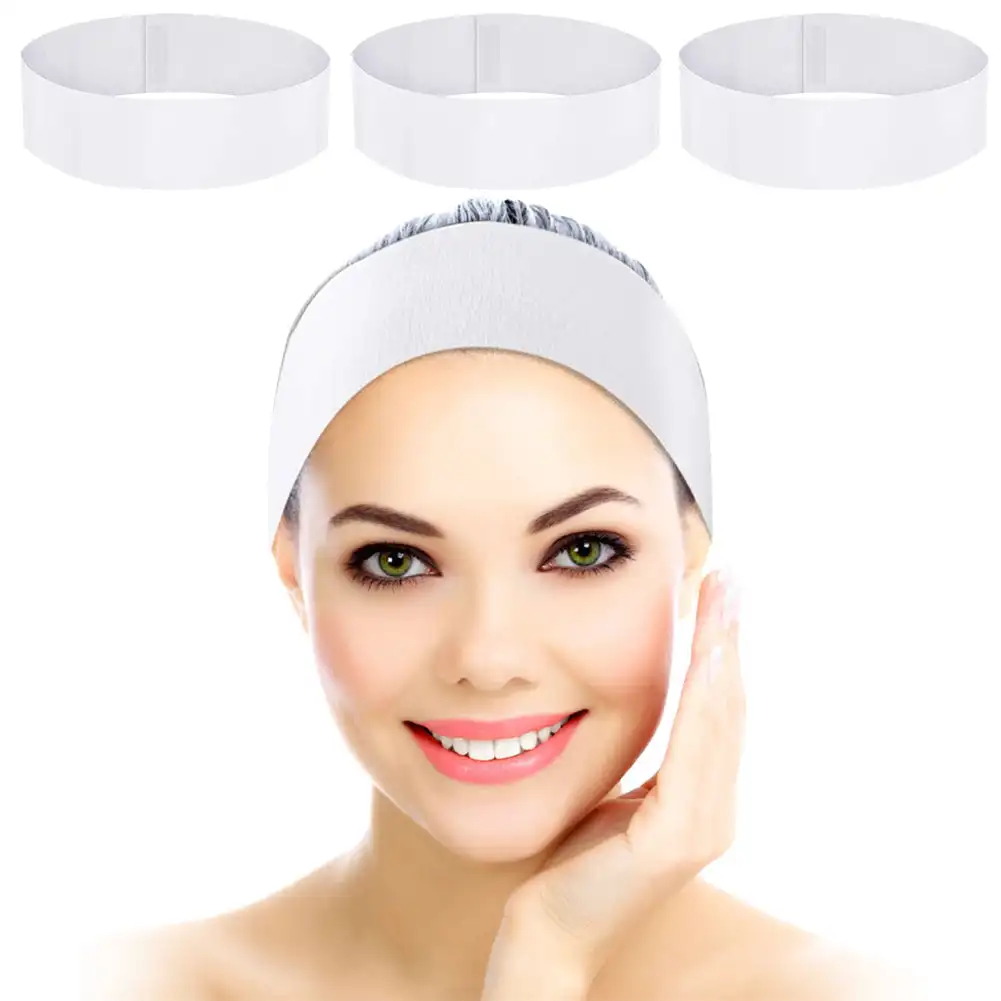 50 pçs descartáveis spa facial headbands estiramento não tecido macio cuidados com a pele faixa de cabelo com fecho conveniente para mulher menina