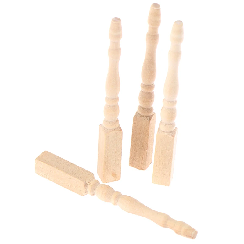 ●4pcs/set 1:12 Dollhouse Miniature DIY Wooden Table Leg Furniture Accessories view 5