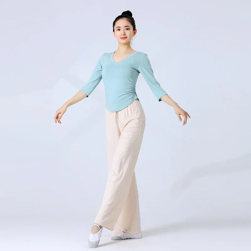 Одежда для танцевальных тренировок, современная танцевальная одежда, черная художественная тестовая одежда для тела, женские классические топы для народных танцев