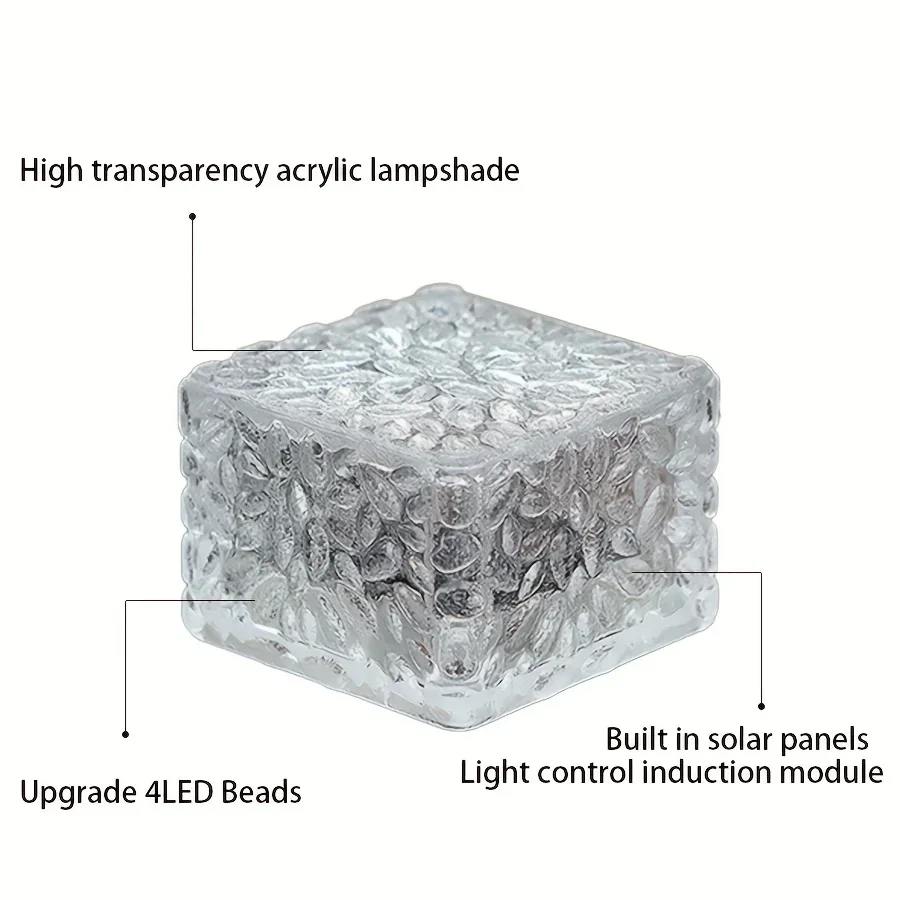 Luces LED solares impermeables para exteriores, luces de tierra para camino de paisaje, luces de cubo de roca de hielo para fiesta