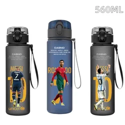 2024 FiFA Messi Ronaldo Neymar Football Star 560ML Large Capacity Water Cup Portable Plastic Outdoor Sport Water Bottle Gift