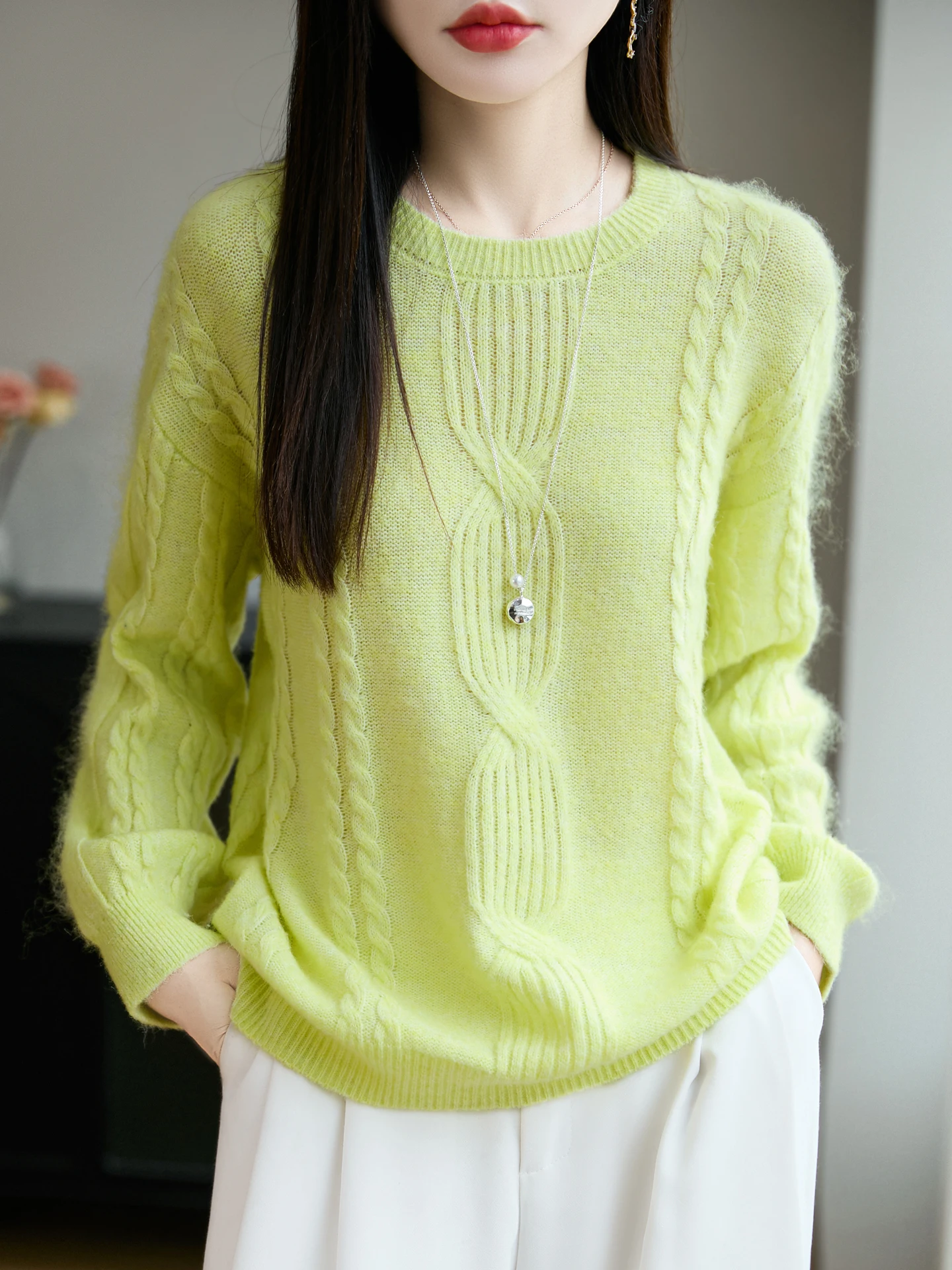 Elegant Autumn Winter Woman Sweater Luxury Ladies 30%Merino Wool Knitwear Casual Pullover Loose Female Long Sleeve Clothing Tops