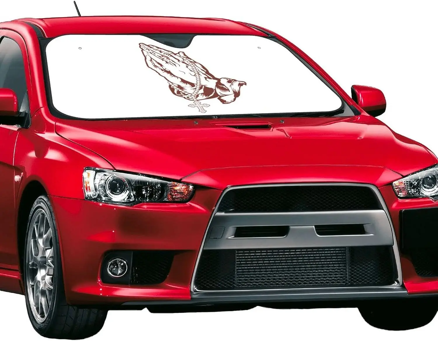 Jesus Praying Hands Pattern Windshield Car Sun Shade Front Window Sunshade for Most Sedans SUV Blocks Uv Rays Keep Vehicle Cool