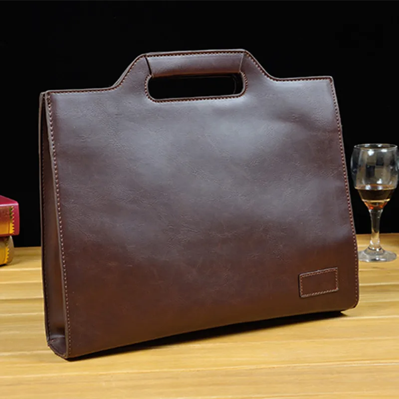 Maletines de cuero PU de negocios para hombres, bolso de mano de lujo para oficina, bolso de mensajero de hombro de gran capacidad, bolso de mano informal para archivos