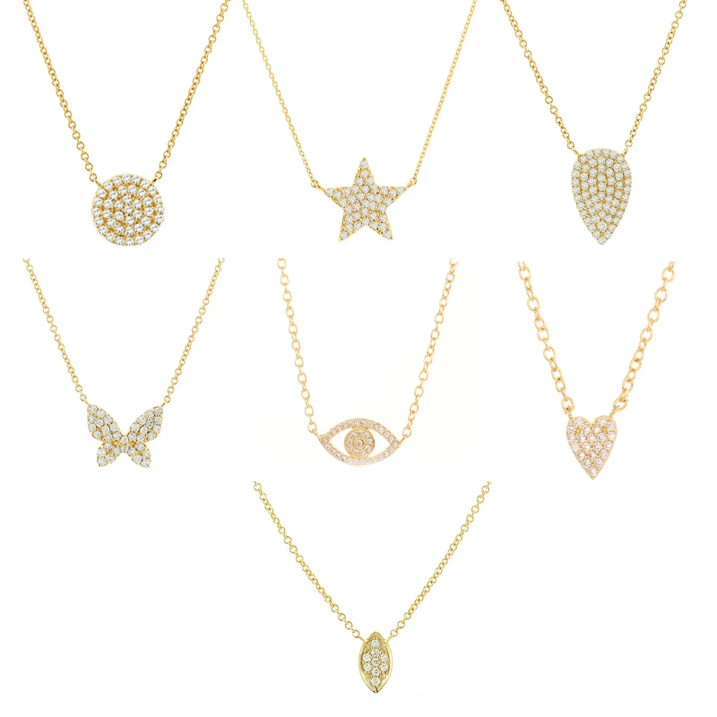TIANDE Gold Color Necklace for Women Trendy Zircon Heart Star Butterfly Eye Chain Pendant 2022 Fashion Jewelry Wholesale