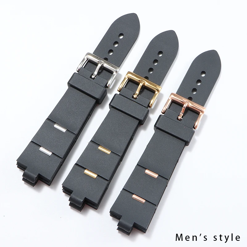 BRETA 22*8mm 24*8mm convex silicone strap for Bulgari DIAGONO  Men Women Soft Comfortable Waterproof Watchbands Rubber 22*7MM