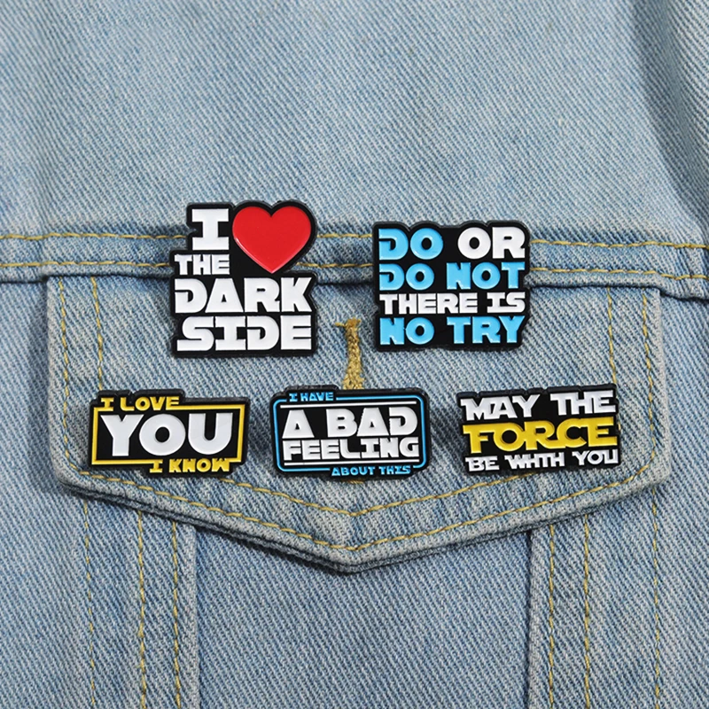 Emblemas de lapela de força para crianças, broche de esmalte, joias personalizadas, linhas de filmes punk e gótico, presente para amigos, filmes de ficção científica