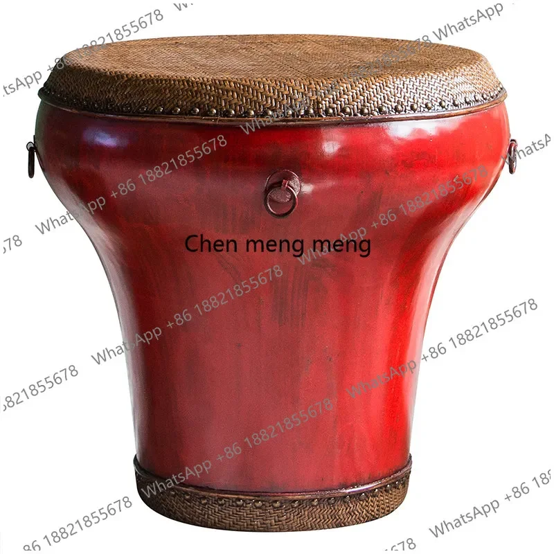 F150Drum stool big house door new Chinese retro old ornaments, coffee table drum round kung fu tea