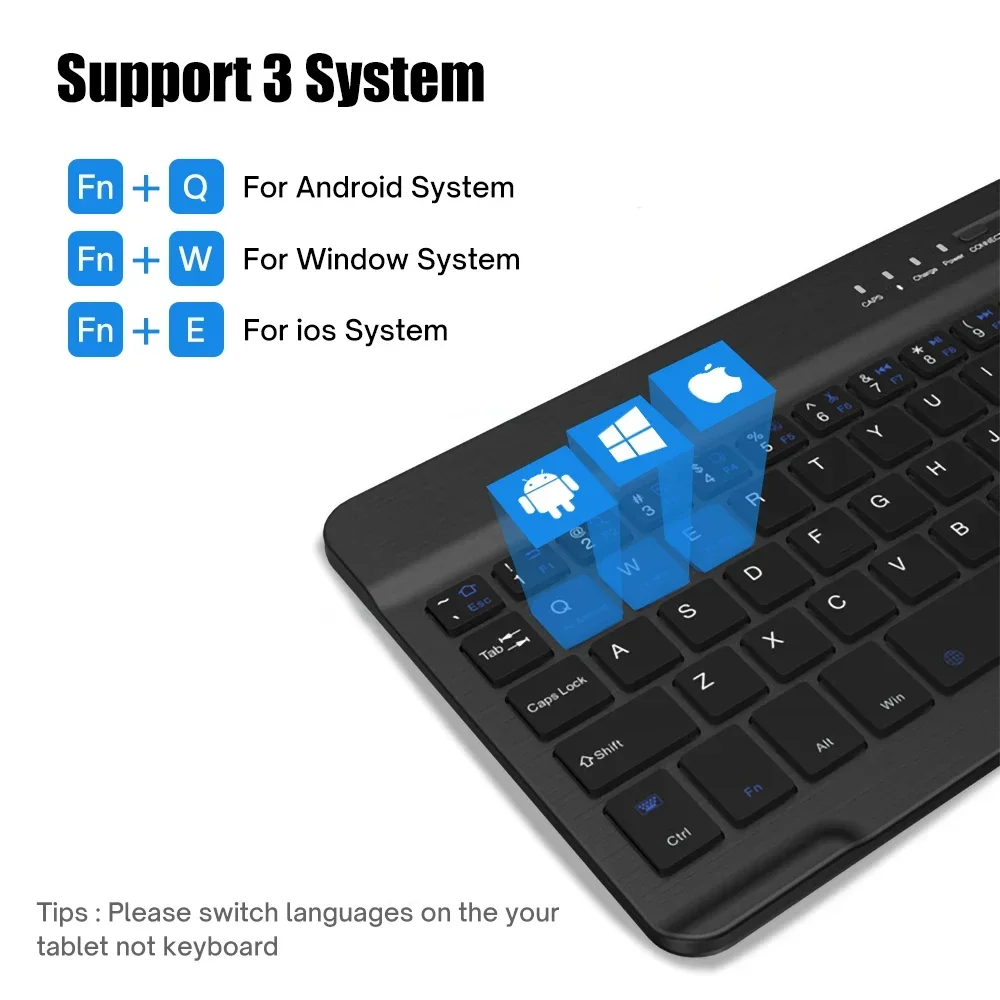 Wireless Keyboard for Tablet 10-13 inch iPad 2024 Huawei Samsung Xiaomi Pad Rechargeable Bluetooth Keyboard with Mouse