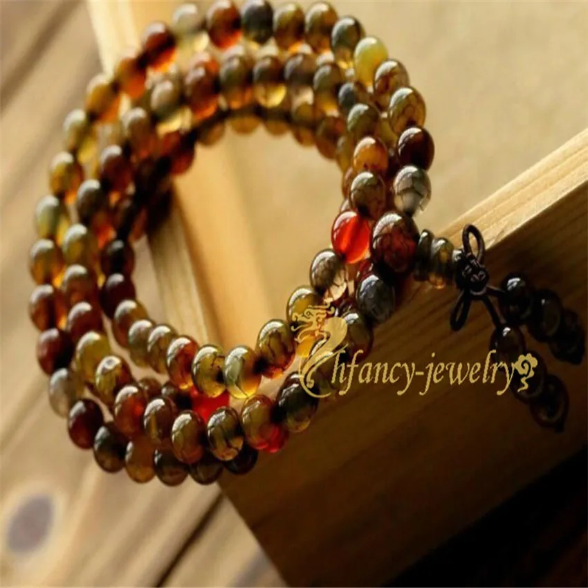 Bracelet Dragon Agate Fragrant Artisan Health 108 Beads Party Bohemian Women Unisex 6mm Mala