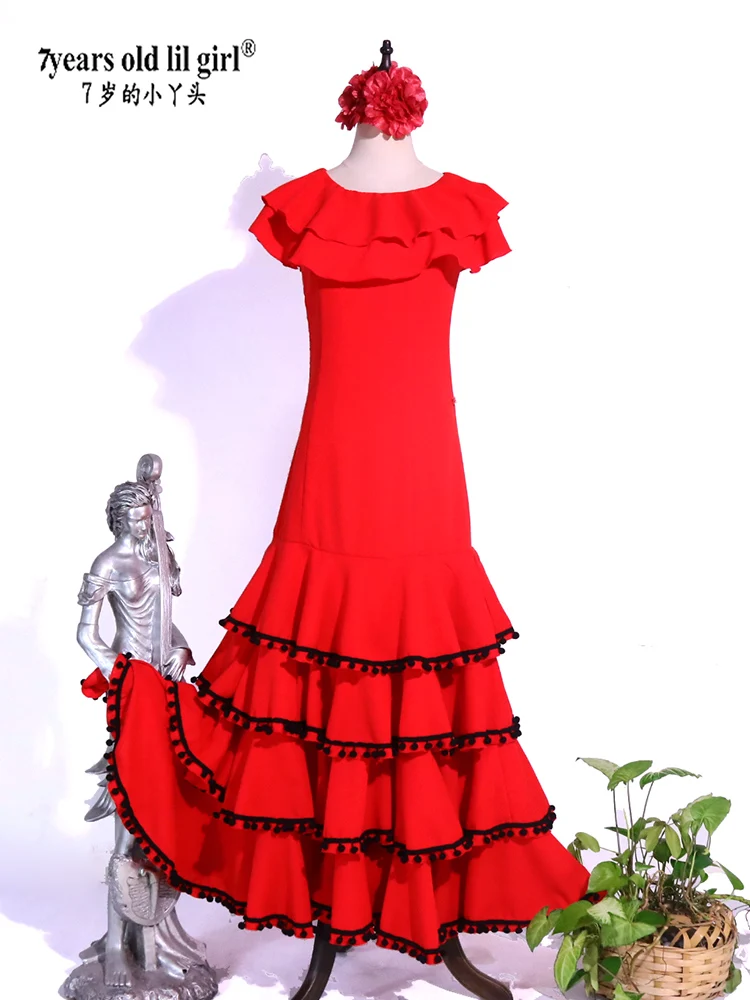 Vestido de dança flamenca feminino, saia espanhola, GG11