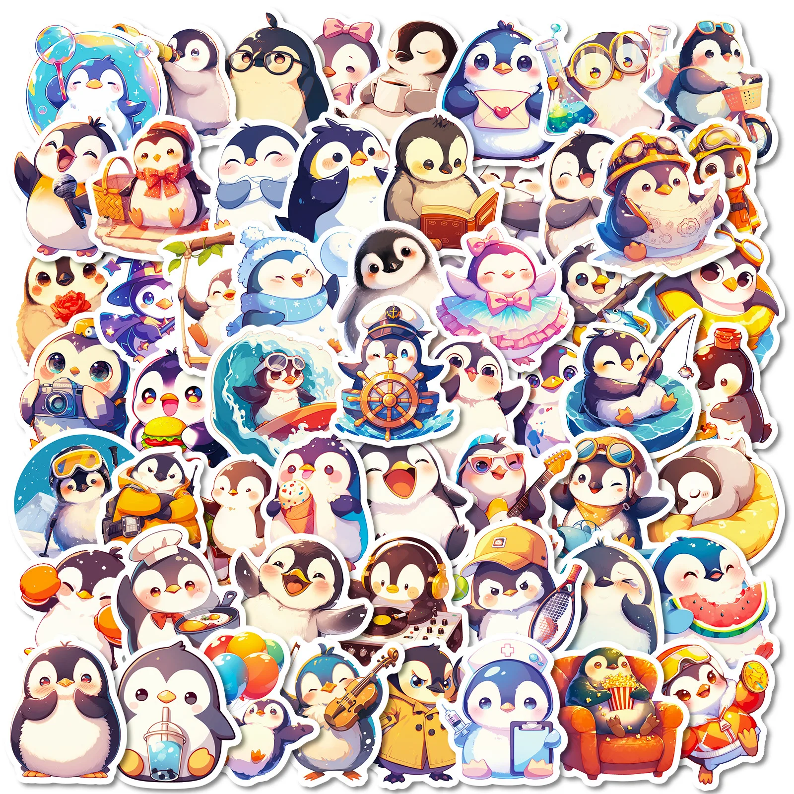 

56PCS Cartoon Cute Penguin Funny Graffiti Sticker Waterproof Decal Kids Toy DIY Water Cup Stationery Box Scrapbook Diary Book