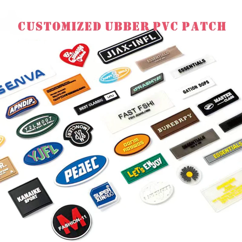 

Clothing rubber patches with customizable LOGO and shape, PVC labels, soft silicone badges, clothing accessories