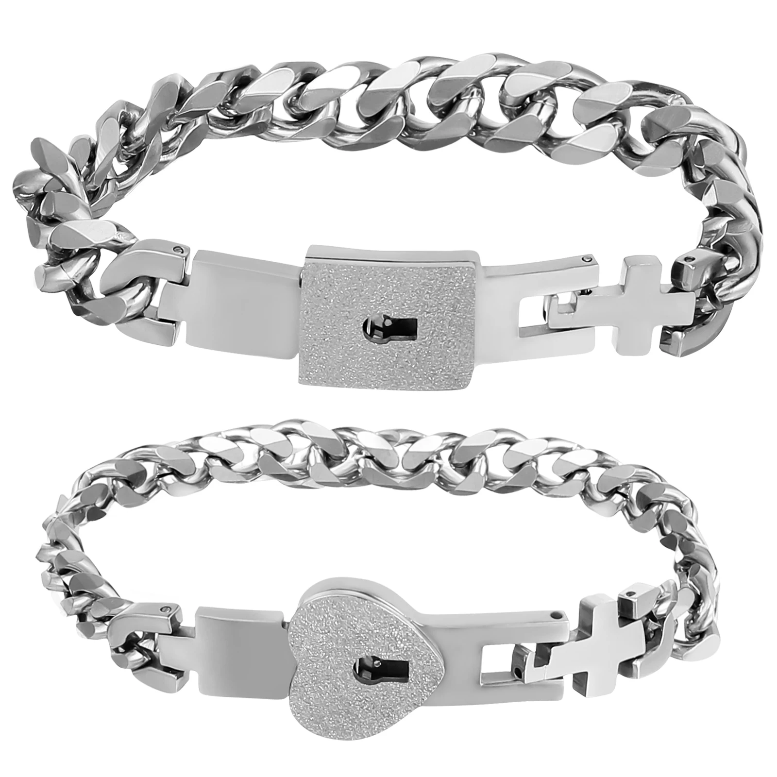 

Bracelet Matching Heart-shaped Stainless Steel Unisex Creative Bangle Couple Cuff Wrist Rope Chic Design Durable