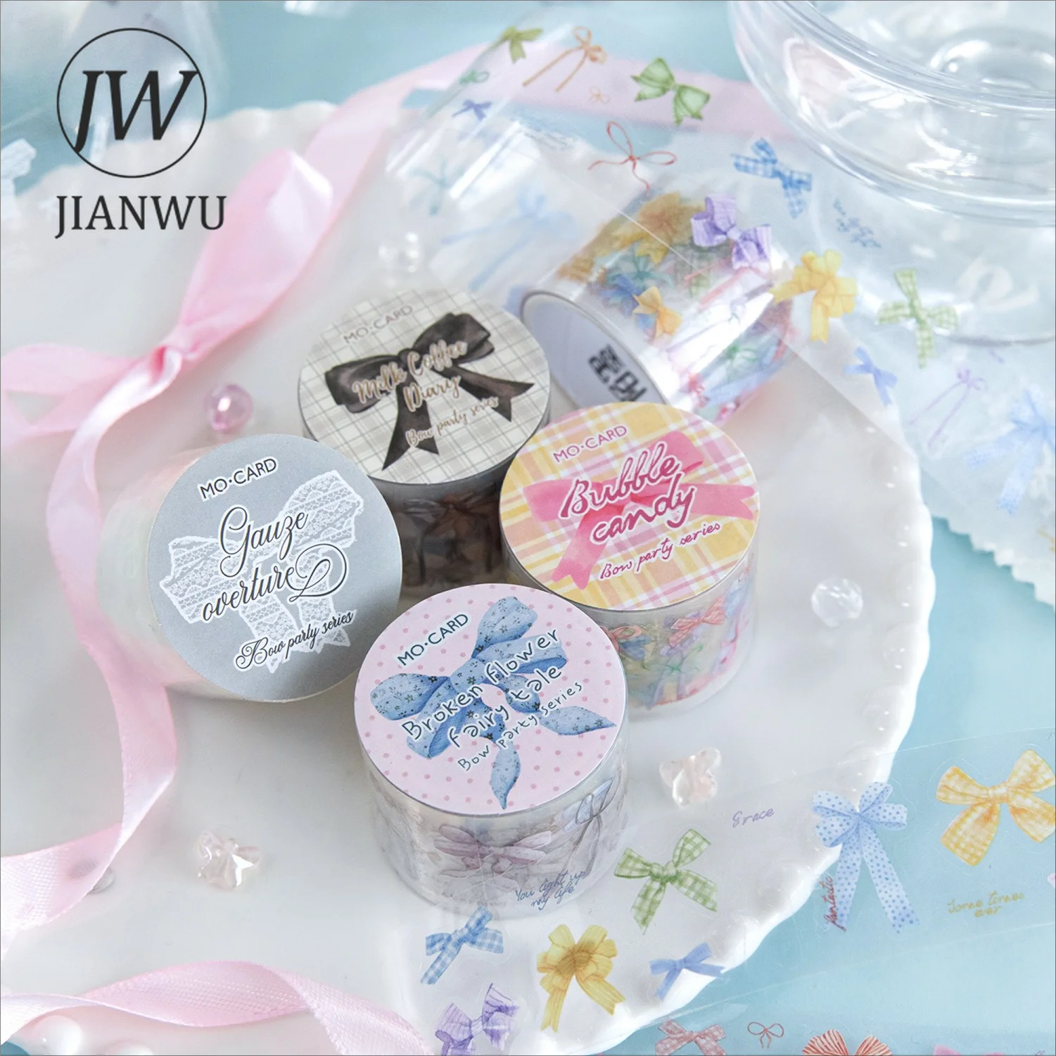 JIANWU 30mm*200cm Vintage Lace Bow Tie Landscape Material Collage Scrapbooking PET Tape Creative DIY Journal Stationery