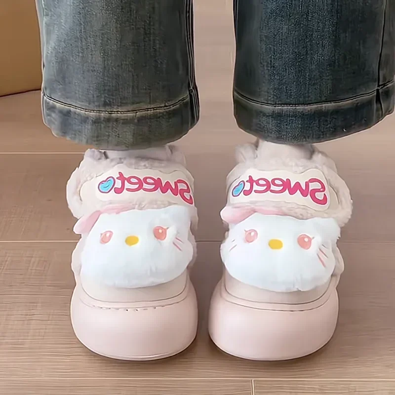 

Hello Kitty Anime MINISO Fashion Snow Boots Winter Cute Cartoon Kawaii Lovely Doll Fleece Thickening Waterproof Short Shoes Toys