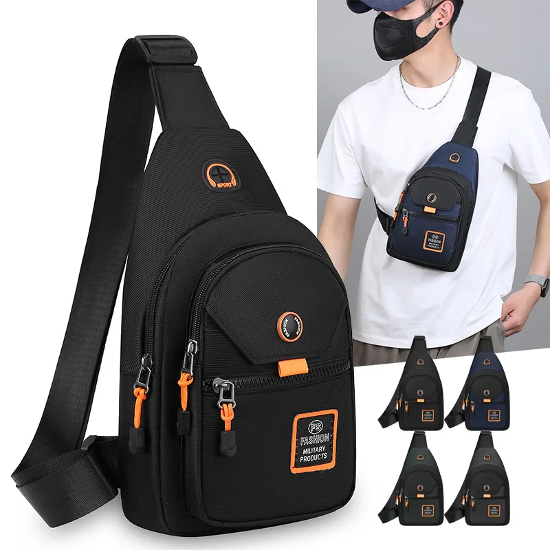 Men's Chest Bag Oxford Crossbody Sling Bag Sporty Waist Pack Casual Shoulder Backpack Compact Lightweight Durable