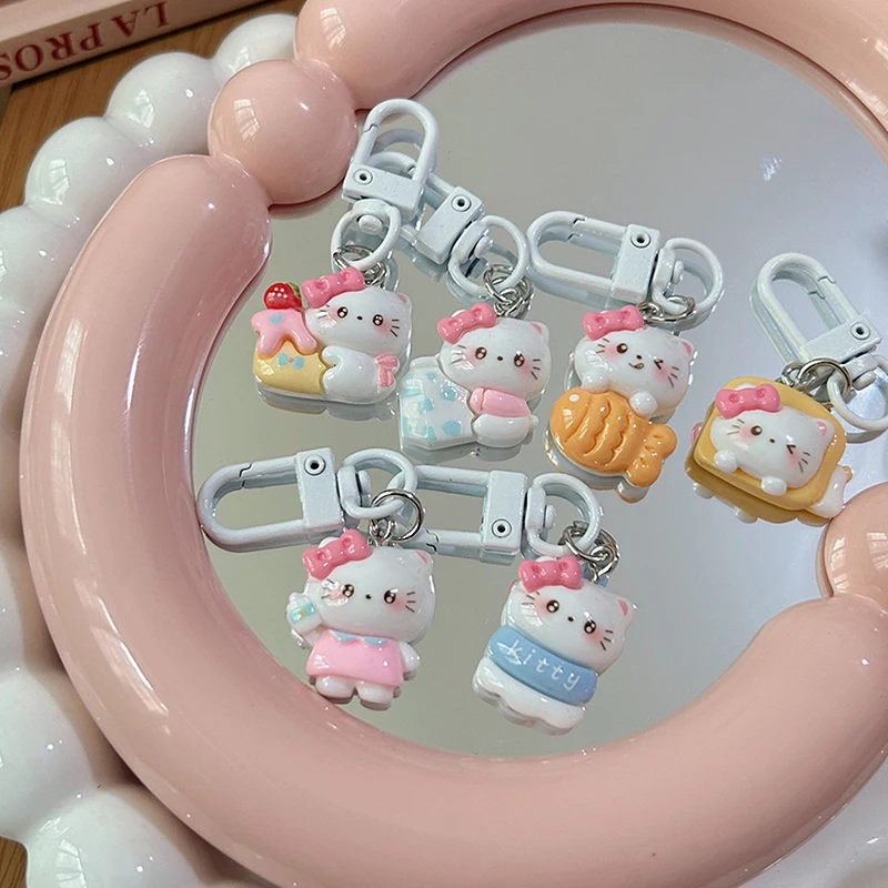 Porte-clés pendentif chat Kt pour femmes et filles, nœud mignon, porte-clés de voiture doux, accessoires de décoration de sac à dos Kawaii, cadeaux