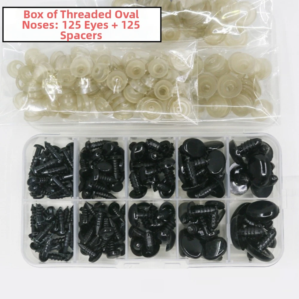 125pcs/box High Quality 5Sizes Plastic Safety Eyes Black Oval Shape Diy Doll Eyes Kit Crafts Doll Bear Toys For Toys