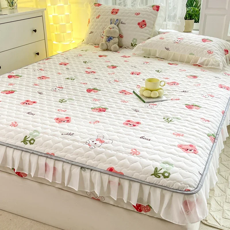 Single Twin Full Queen King Cotton Mattress Cover with Elastic Band Anti-bacterial Fitted Bed Sheet Not Including Pillowcase