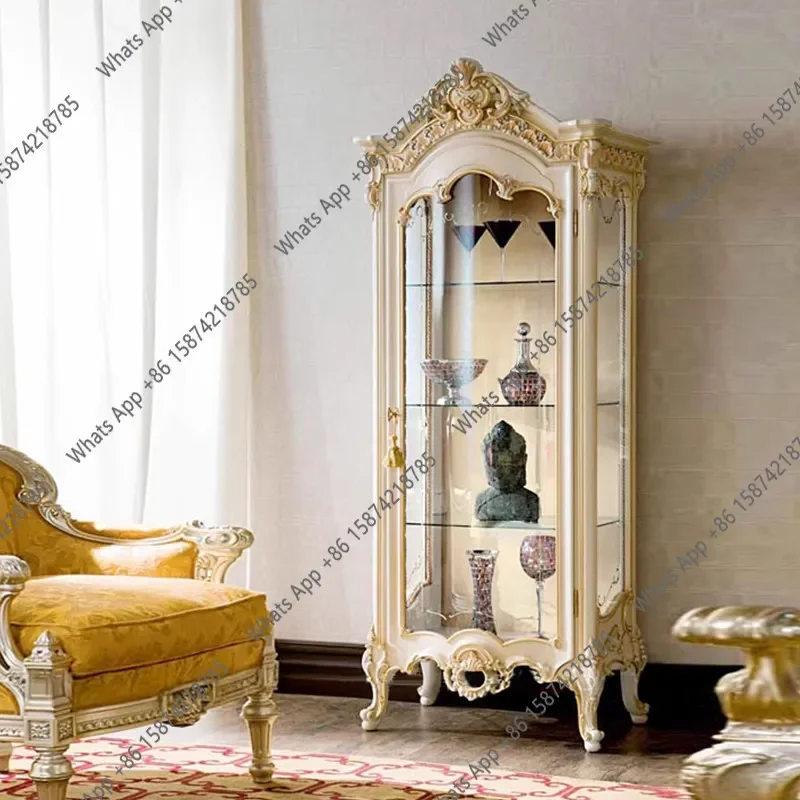 PC solid wood carving flower luxury wine cabinet living room dining room wine rack high-end club front desk display cabinet