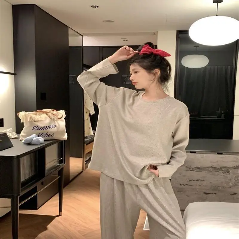 

Комплект пижам в корейском стиле, женский пижамный комплект, теплые зимние пижамы, модная домашняя одежда, милый и мягкий пижамный комплект