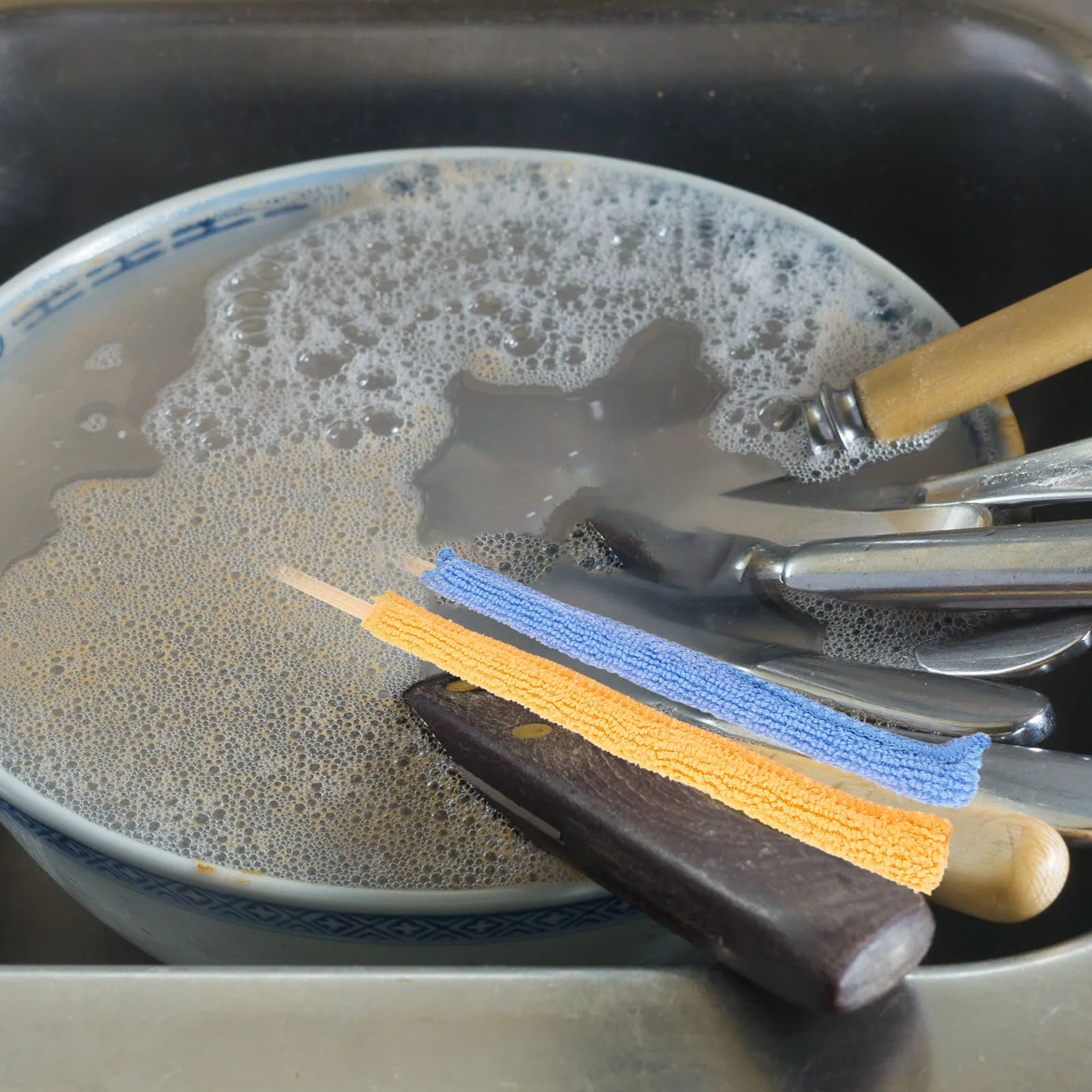 

6Pcs Household Cleaning Sticks Multi-Function Bottle Brushes Ergonomic Long Handle Kitchen Cleaners Fiber Cleaning Accessories