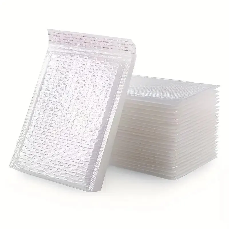 10pcs Composite Pearlescent Film Bubble Bag White Garment Packaging Express Bag Thickened Envelope Foam Waterproof Bubble Bag