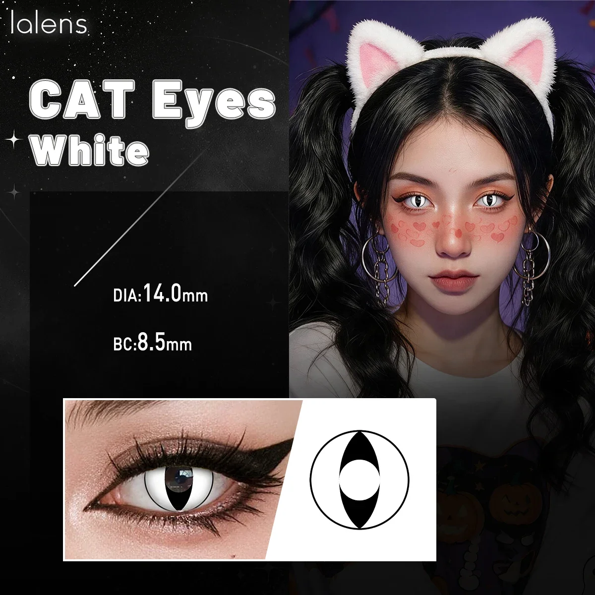 Lalens 1/2 Paar Farbige Kontaktlinsen Katzenaugen 14,0mm Kleine Pupille Anime Cosplay Farblinsen für Party Rollenspiele Augenschönheit – Detail 11