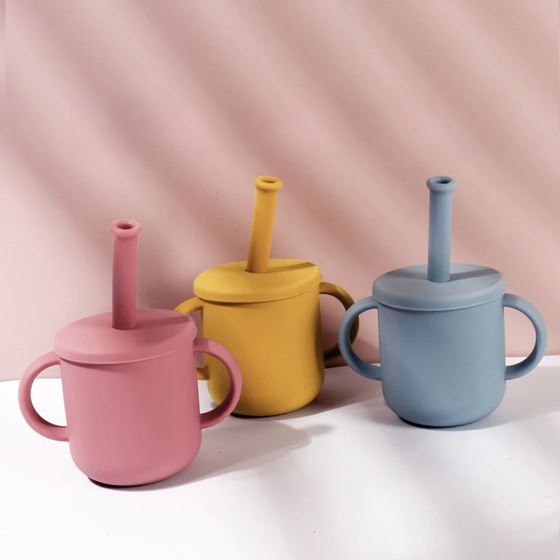 أكواب سيليكون للرضع والأطفال الصغار ، أكواب مياه الشرب ، أكواب الأذن المزدوجة ، أكواب تدريب التحمل #4
