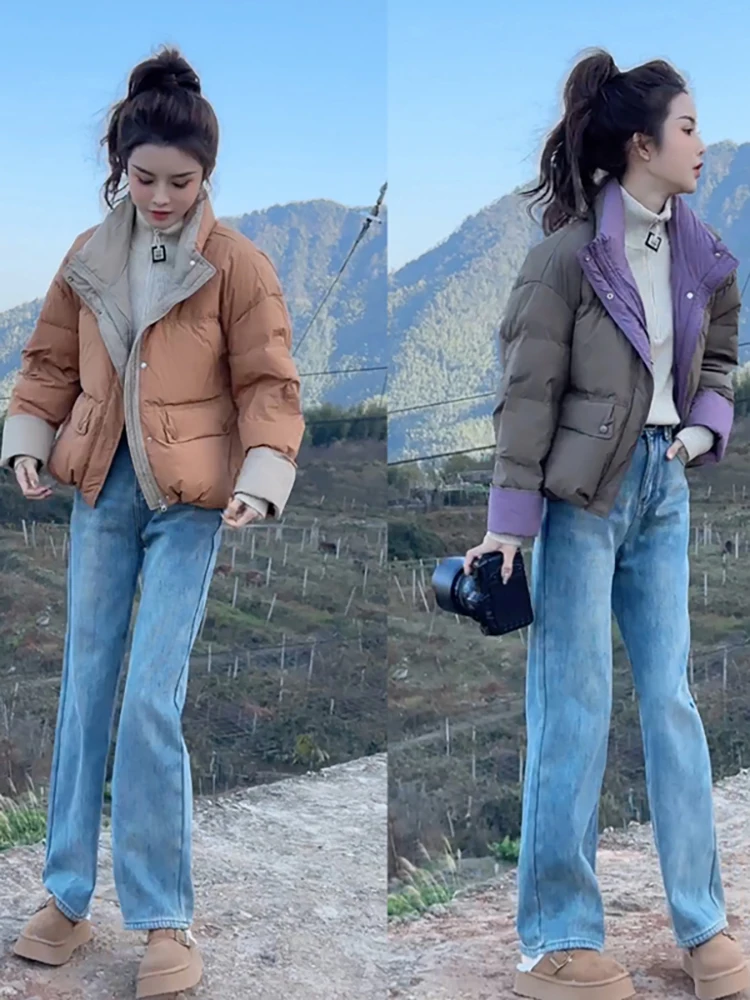 

Faionable Trendy Anti-Aging ort Thiened Women's down Cotton Jaet Street Sle Winter New Arrival Color Blo Outerwear