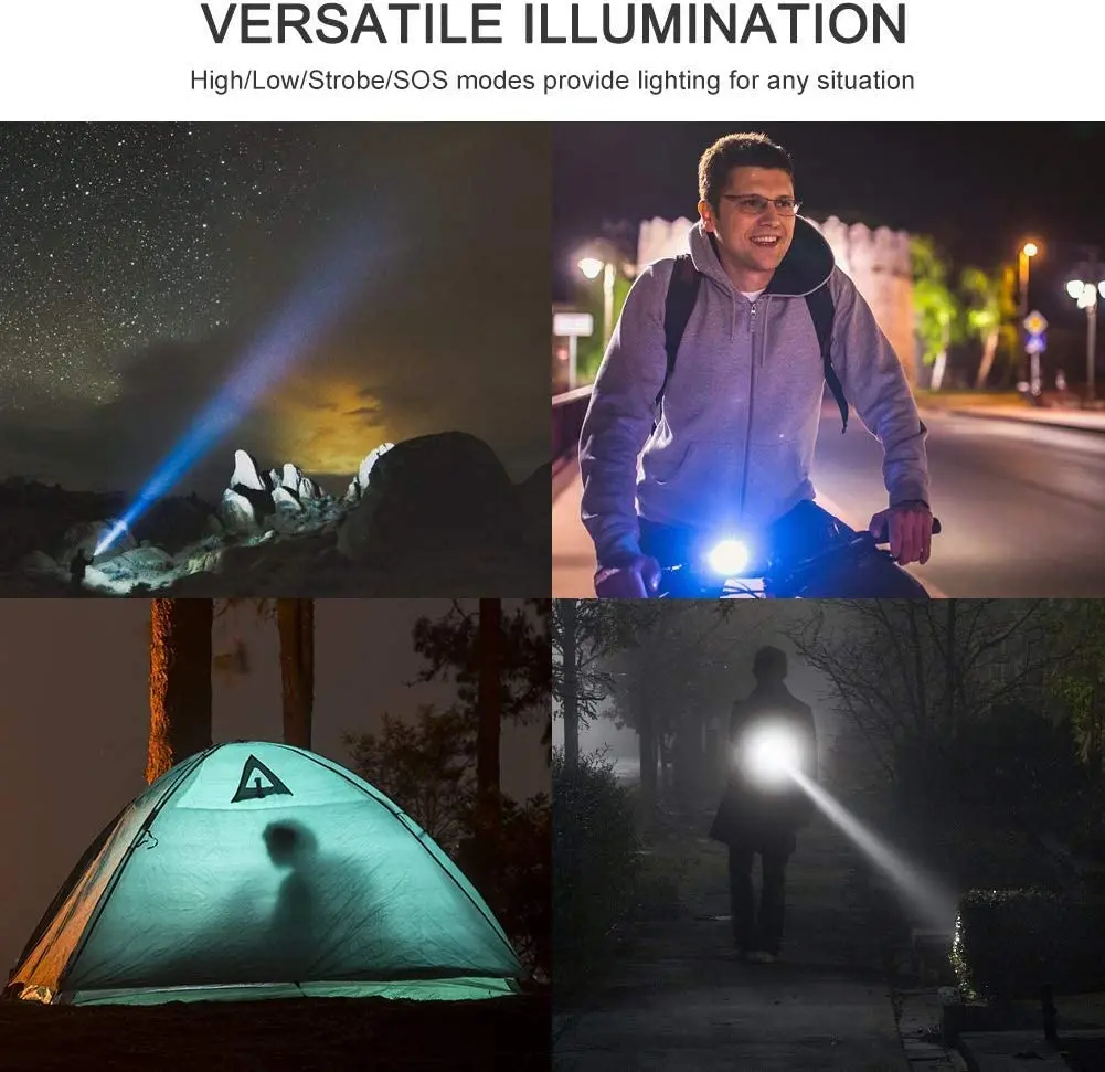 Lanternas LED recarregáveis USB poderosas, tocha de bicicleta, impermeável, zoom, acampamento ao ar livre, v6, l2