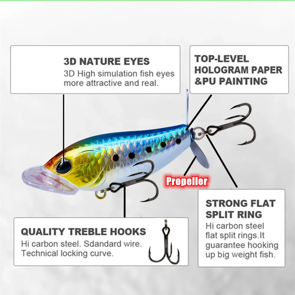 GREENSPIDER Whopper Popper – Popper de superficie con hélice - imagen 4