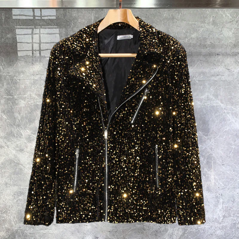 Autumn Winter Men Stage Costumes For Singers Stylish Blazers For Men Stage Banquet Host Party Diamond Sequin Dress Blazer Hombre