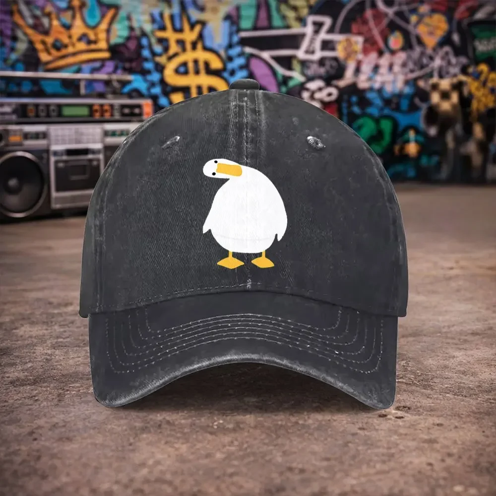 1pc Unisex Confused Duck Expression Vintage Washed Baseball Cap Men'S Trendy Hat Versatile Duckbill Cap Fun Print Unique Birthda