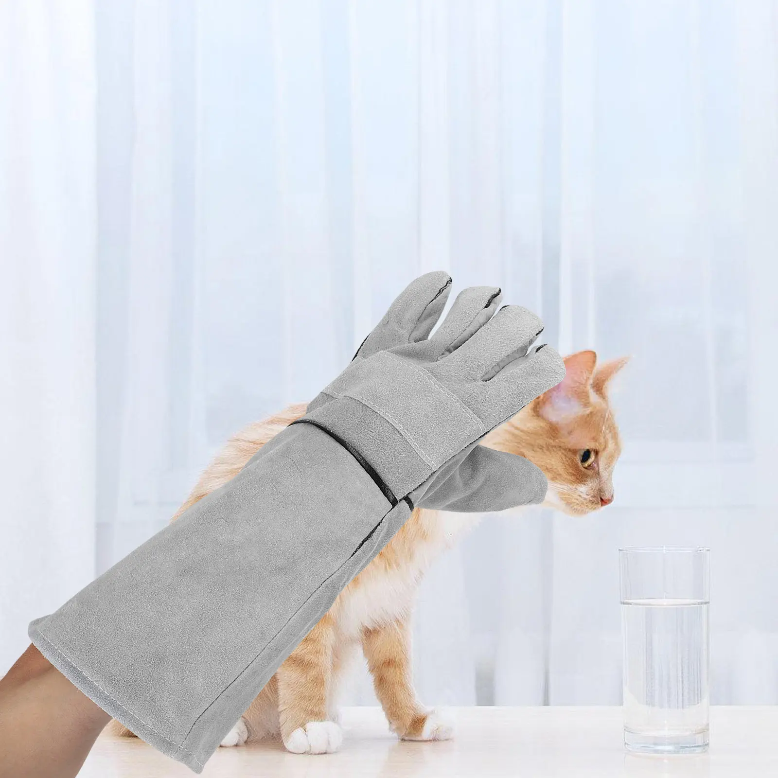 1Pair Reinforced Handling Gloves Dog Cat Anti Bite Scratch Protection Grooming Bathing Welding Cooking Flexible Easy