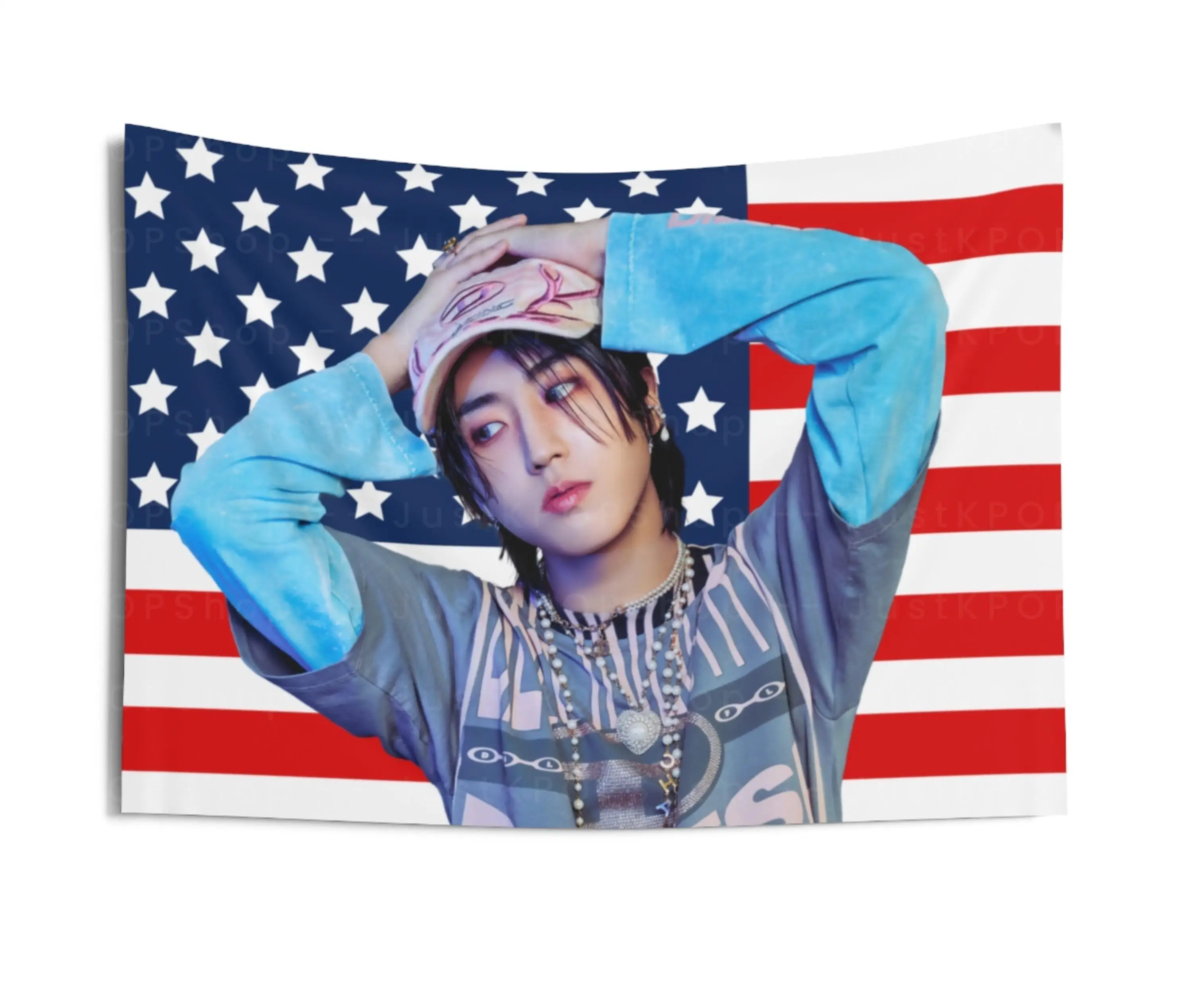 

1 шт. персонализированный гобелен SKZ Jjam Kpop с рисунком американского флага, настенное украшение для декора спальни в стиле K-pop