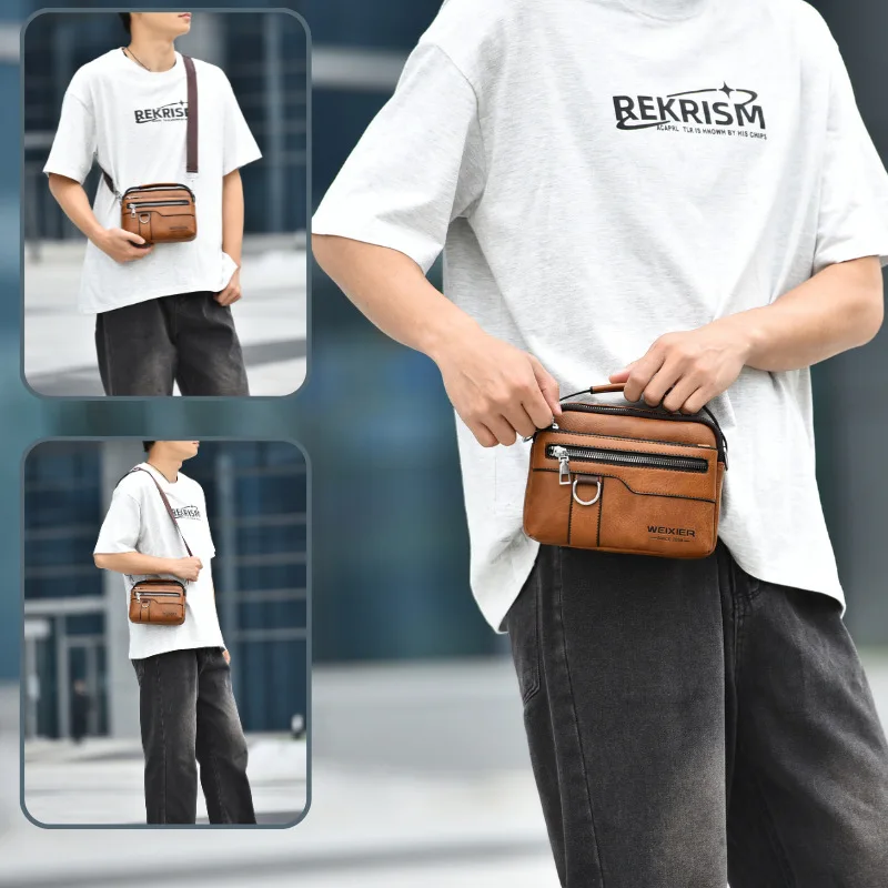 Luxury Brand Men's Shoulder bags Vintage Messenger Bag Leather Men Handbag Fashion Split Leather Crossbody Bags For Men 2026 New