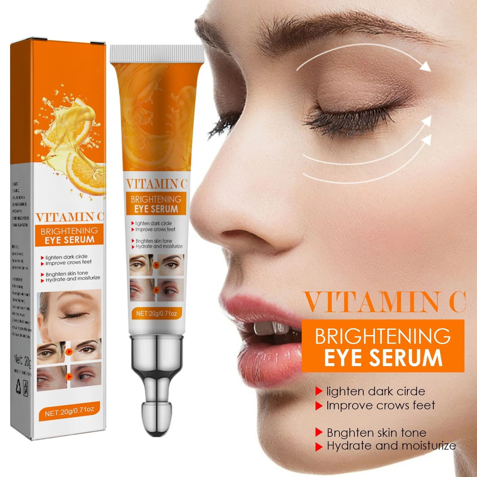 

Vitamin C Eye Cream Eye Bags Lifting Remove Dark Circles Puffiness W-rinkle Fade Fine Lines Tighten Moisturize Eye Care Cream