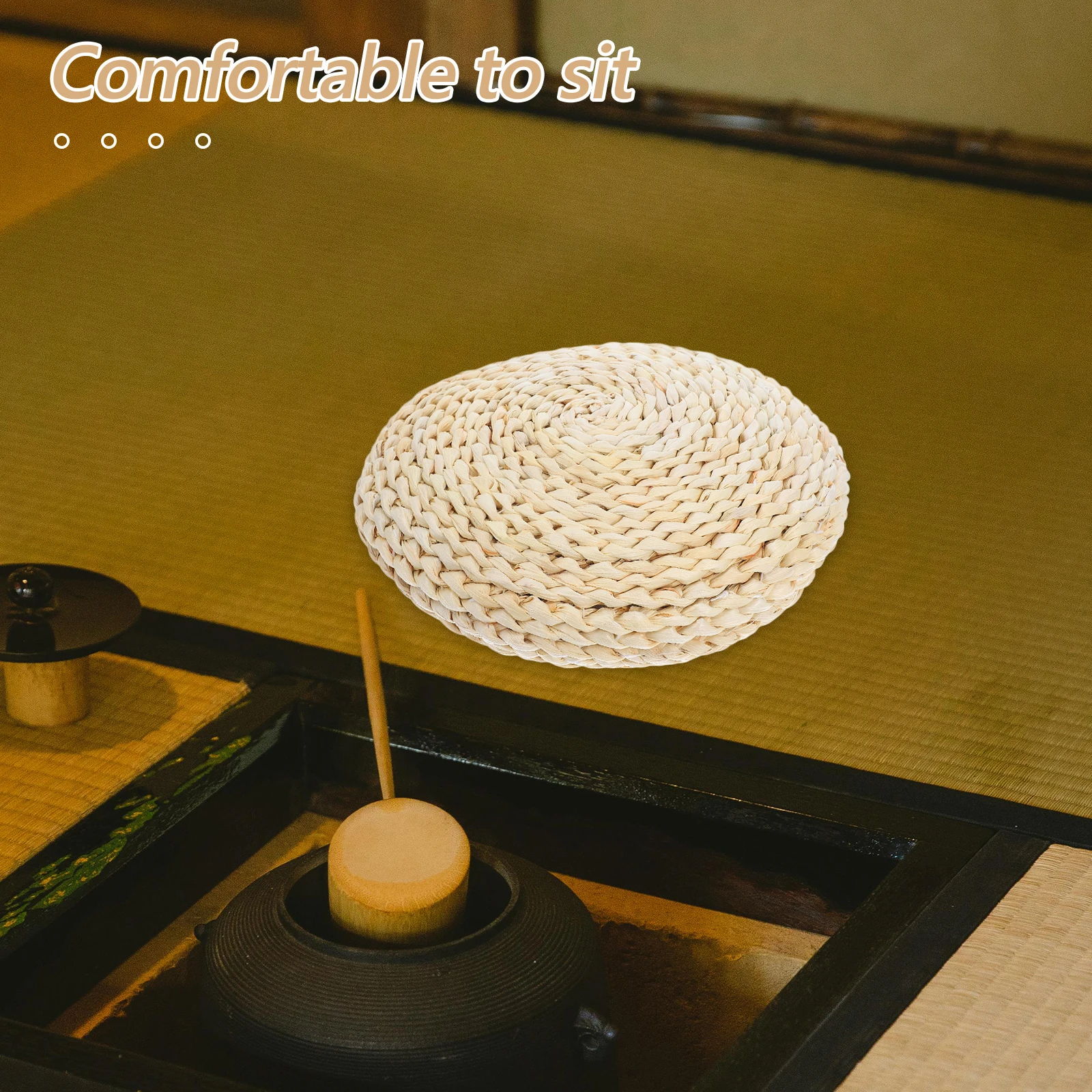

Space Cotton Seat Cushion Straw Weaving Hand Woven Yoga Meditating Worship Round Lightweight Air Permeability High Quality