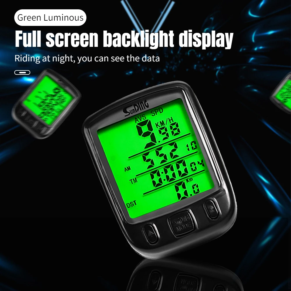 Mountain Road Bicycle Code Watch 24 Function Screen SD-563A Cycling Computer Mountain Bike Speed Meter Green Luminous Bike Acces