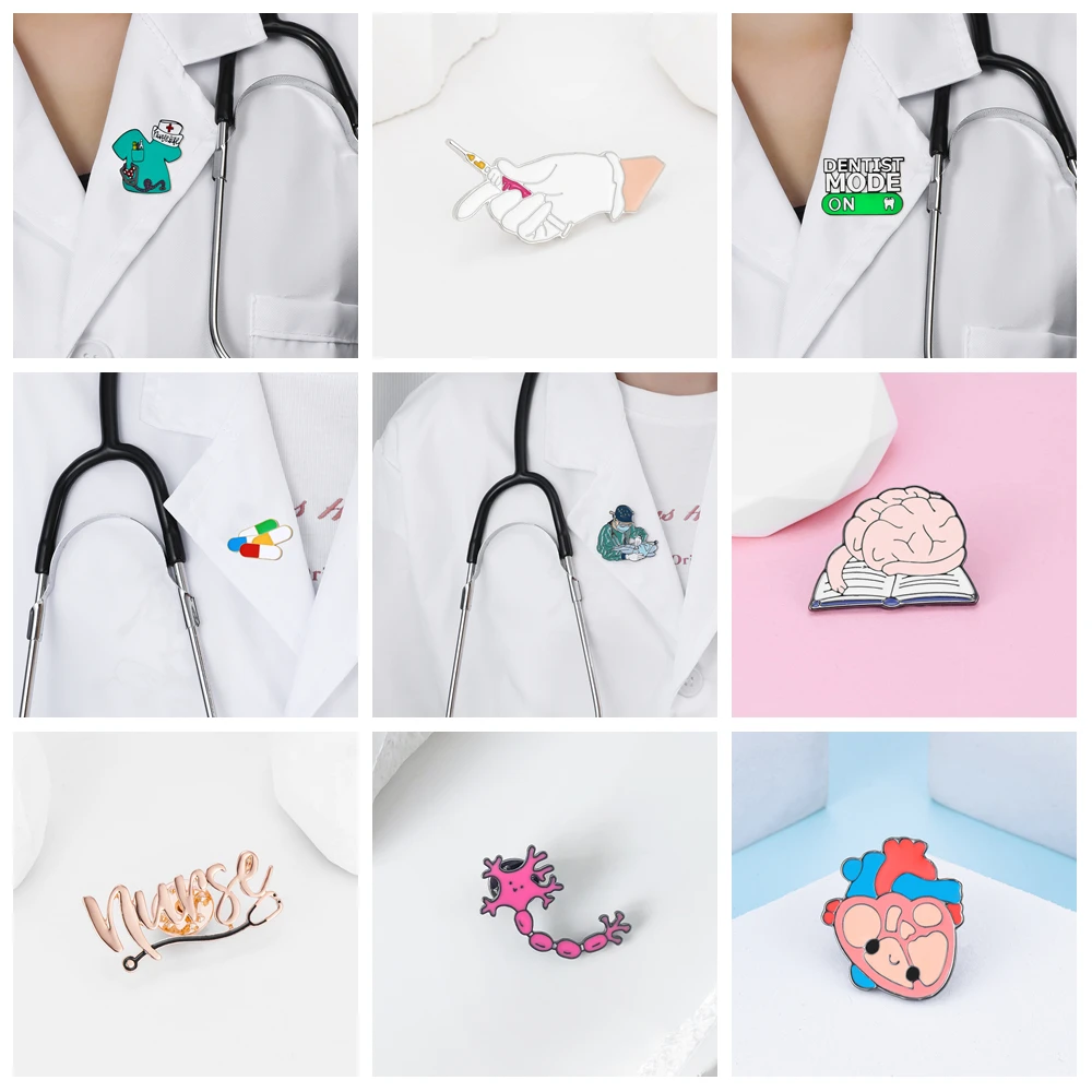 Hanreshe Mixed Medical Brooch Pins Set Wholesale Unique Medicine Badge Design for Doctor Nurse Excellent Jewelry Gifts