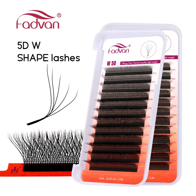 FADVAN L/C/D-Curl 3D/4D/5D/6D/8D W Lashes Fox Eyes 0.07 W Shape Eyelash Extensions 8-15mm Natural Soft Professional Lash 12 Rows