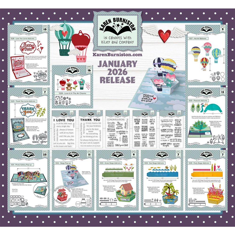 

Sending Love Sentiment Karen Burniston Metal Cutting Dies and Stamps for DIY Scrapbooking Handmade Photo Album January 2026 New